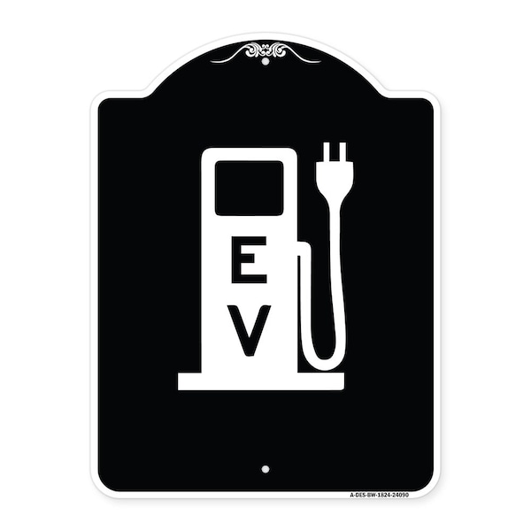 Signmission Ev Electric Vehicle Charging Station Heavy-Gauge Aluminum Sign, 24" x 18", BW-1824-24090 A-DES-BW-1824-24090 - main